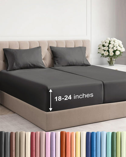 Extra Deep King Sheet Set - 4 Piece Breathable & Cooling - Antique White