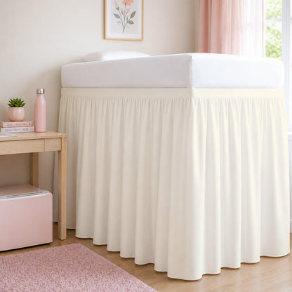 Cottingon Twin XL 32 Inch Drop Extended Dorm Room Bed Skirt,100% Microfiber College Bed Essentials Extra Long Size Dust Ruffle,White