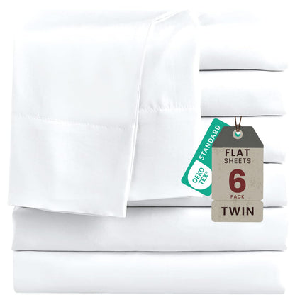 ROSE&RISY 6-Pack Twin Flat Sheets, Bulk Ultra Soft Microfiber Bedding, Cooling & Breathable Top Flat Sheet, Fade & Shrink Resistant & Easy Care Hotel Quality (Dark Grey, Twin Size)