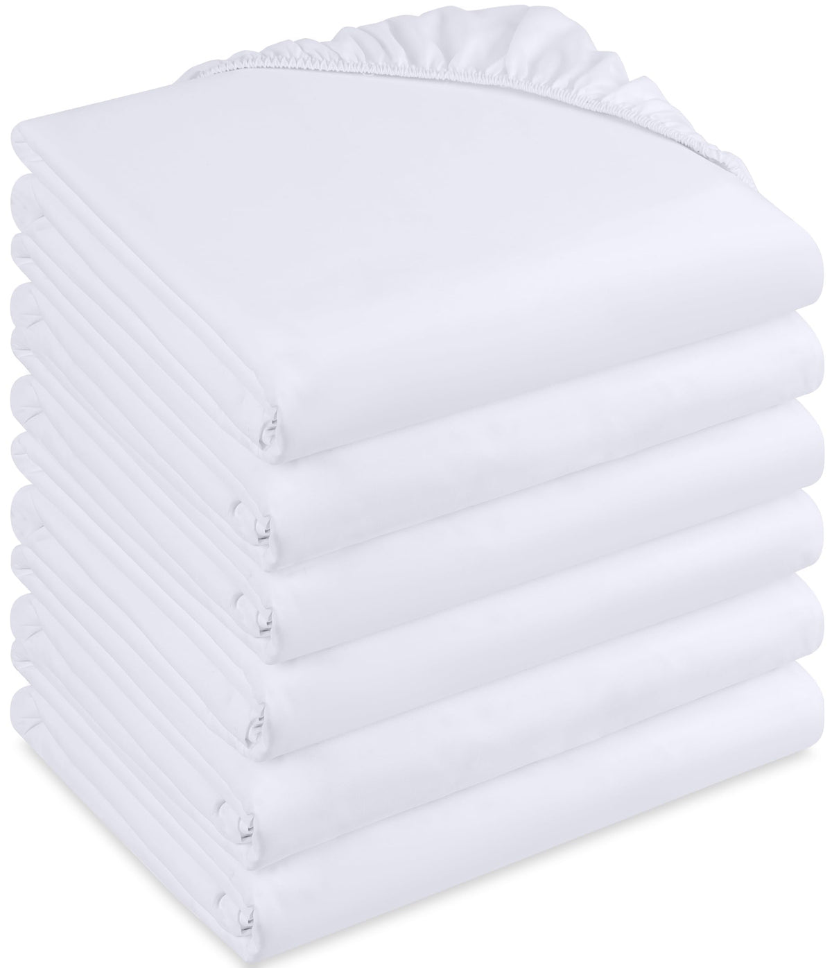 Pack of 6 Twin Fitted Sheet, Fits Up to 15 Inch Deep Pocket, White