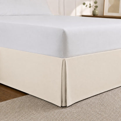 Cathay Home Queen Bed Skirt, 14" Drop Dust Ruffle, Blue Fog