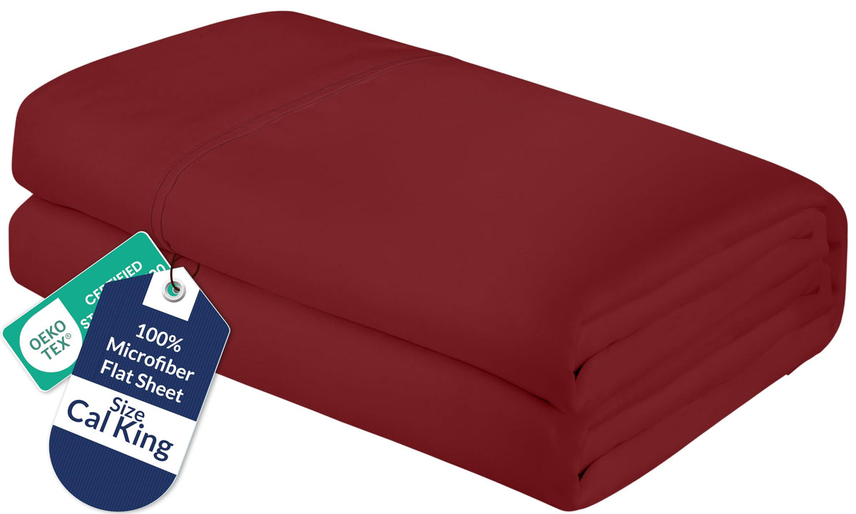 Royale Linens Queen Flat Sheet - Ultra Soft Brushed 1800 Microfiber Flat Sheets Only - Wrinkle Free & Stain Resistant - Hotel Quality Top Sheet for Bed (Queen, White)