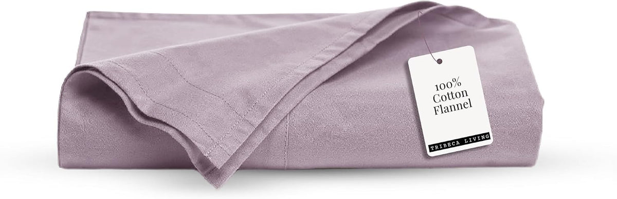 Tribeca Living King Cotton Flannel Flat Sheet Only 170-GSM - Oversized 112 x 106 Inch Dimensions for Generous Bed Coverage - Soft Breathable Bedding in Lavender