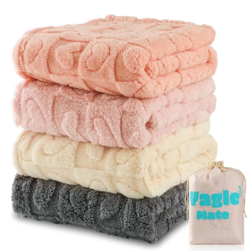 4 Pcs Baby Blankets, Fluffy Small Crib Baby Blankets for Boys, Fleece Checkered Blanket, Toddler Receiving Blankets 30×40