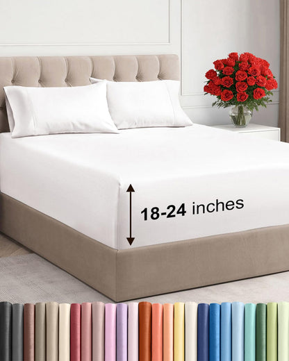 Extra Deep King Sheet Set - 4 Piece Breathable & Cooling - Antique White