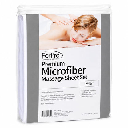 ForPro Premium Microfiber 3-Piece Massage Sheet Set, White