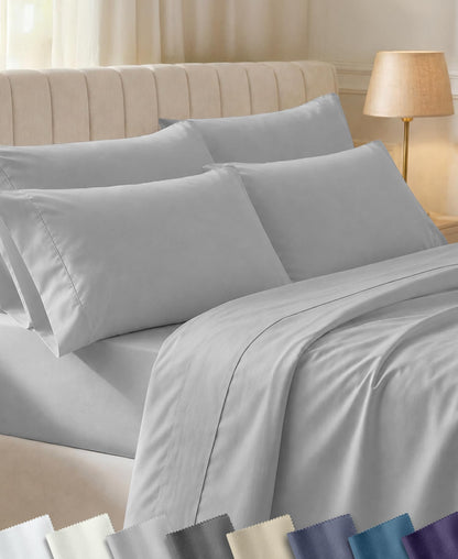 California Design Den Soft 100% Cotton Sateen Queen Bed Sheets Set, White