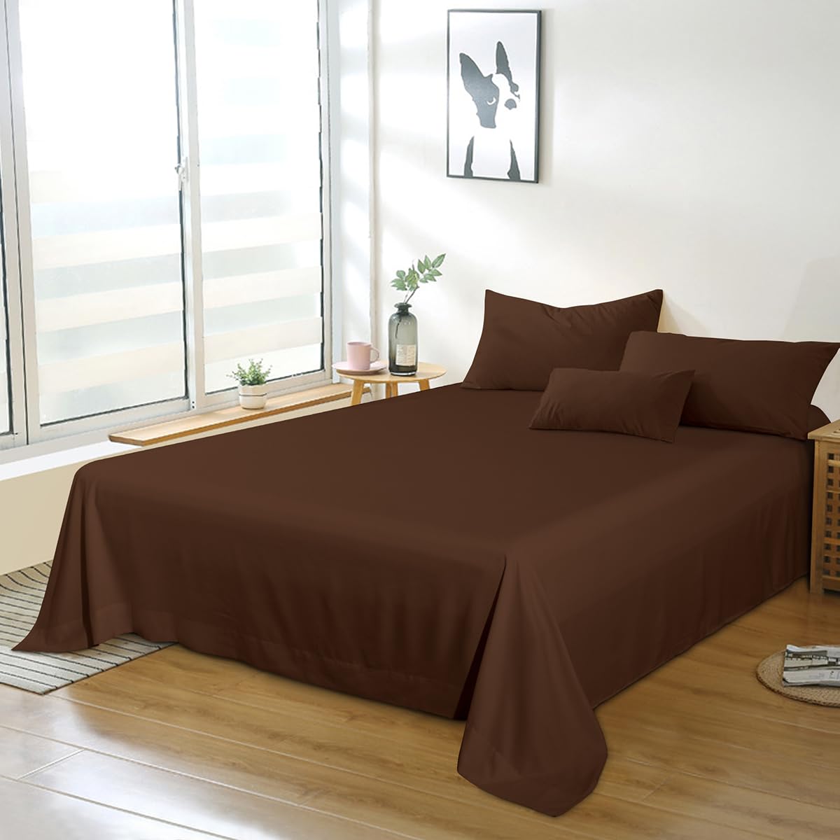 Bedding Twin Flat Sheet - Soft Brushed Microfiber, Shrinkage and Fade Resistant Top Sheet - Easy Care - 1 Flat Sheet Only, Pink