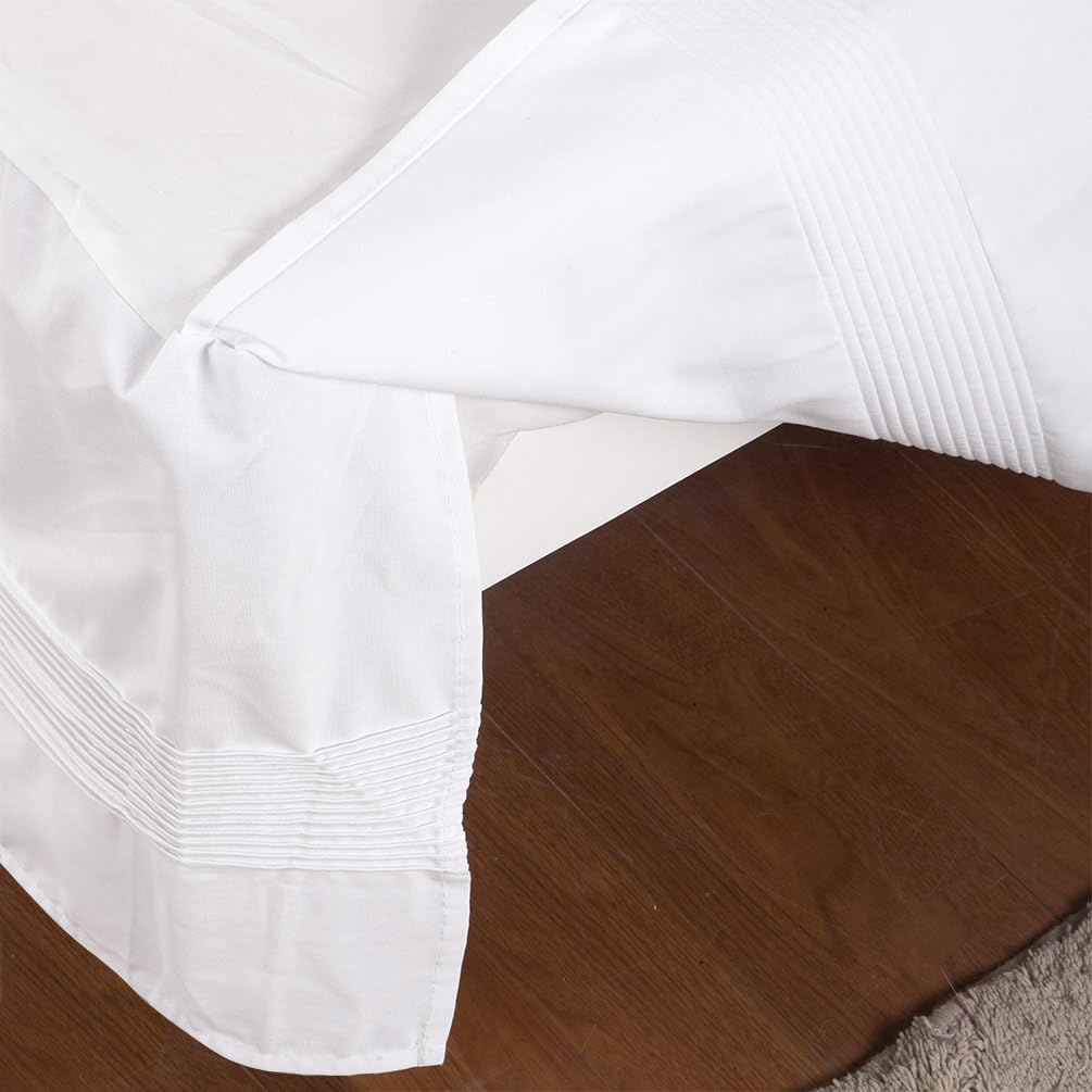 Valea Home Bed Skirt with Split Corners Durable Elegant Luxury Dust Ruffle with Pin Tucking 14 inch Tailored Drop, Full, White