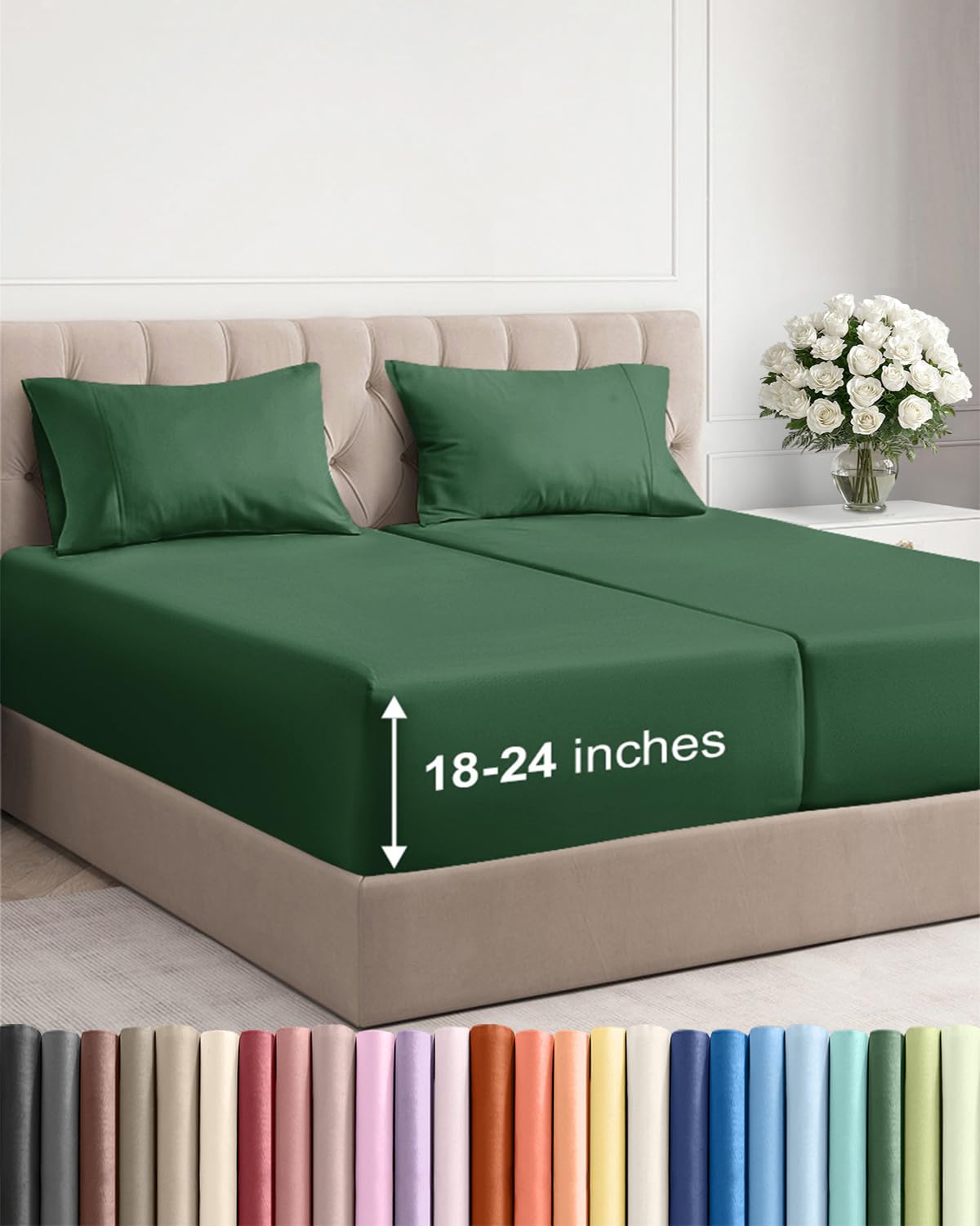 Extra Deep King Sheet Set - 4 Piece Breathable & Cooling - Antique White