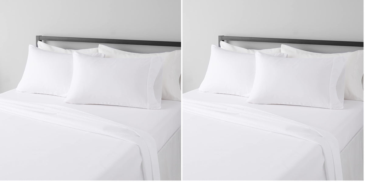 Amazon Basics Lightweight Breathable Wrinkle-Free Brushed Microfiber 3-Piece Bed Sheet Set with 14-Inch Deep Pockets, Twin, Bright White, Solid