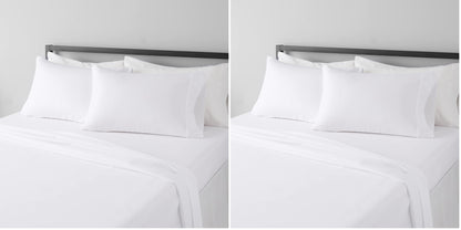 Amazon Basics Lightweight Breathable Wrinkle-Free Brushed Microfiber 3-Piece Bed Sheet Set with 14-Inch Deep Pockets, Twin, Bright White, Solid
