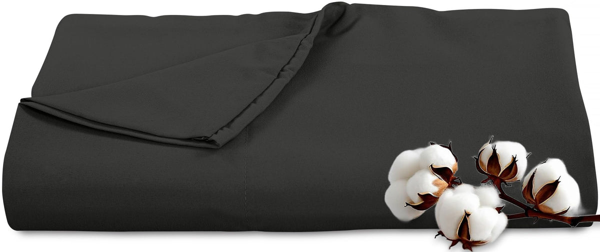 Royale Linens 300 Thread Count 100% Cotton Queen Flat Sheet Only - Super Soft Flat Sheets Only - Top Sheet Sold Separately - Breathable, Cool & Crisp White Flat Sheet (Queen, White)