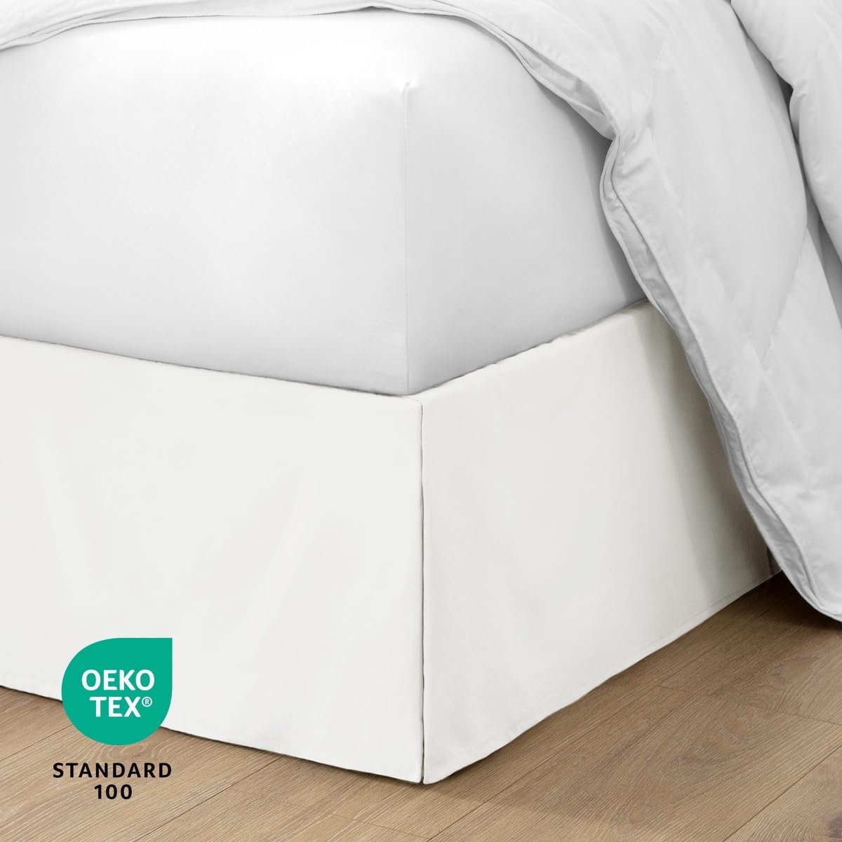 Bare Home Bed Skirt 15-Inch Drop 1800 Ultra-Soft (Queen, Antique White)