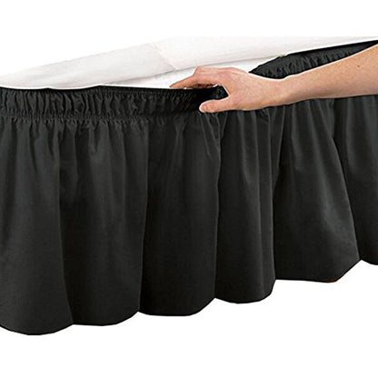 Pleated Three Sides Fabrics Wrap Around Style Egyptian Cotton Elastic 17 inch Drop Dust Bed Skirt for Twin/Full,Queen,King Size Beds(King, White)
