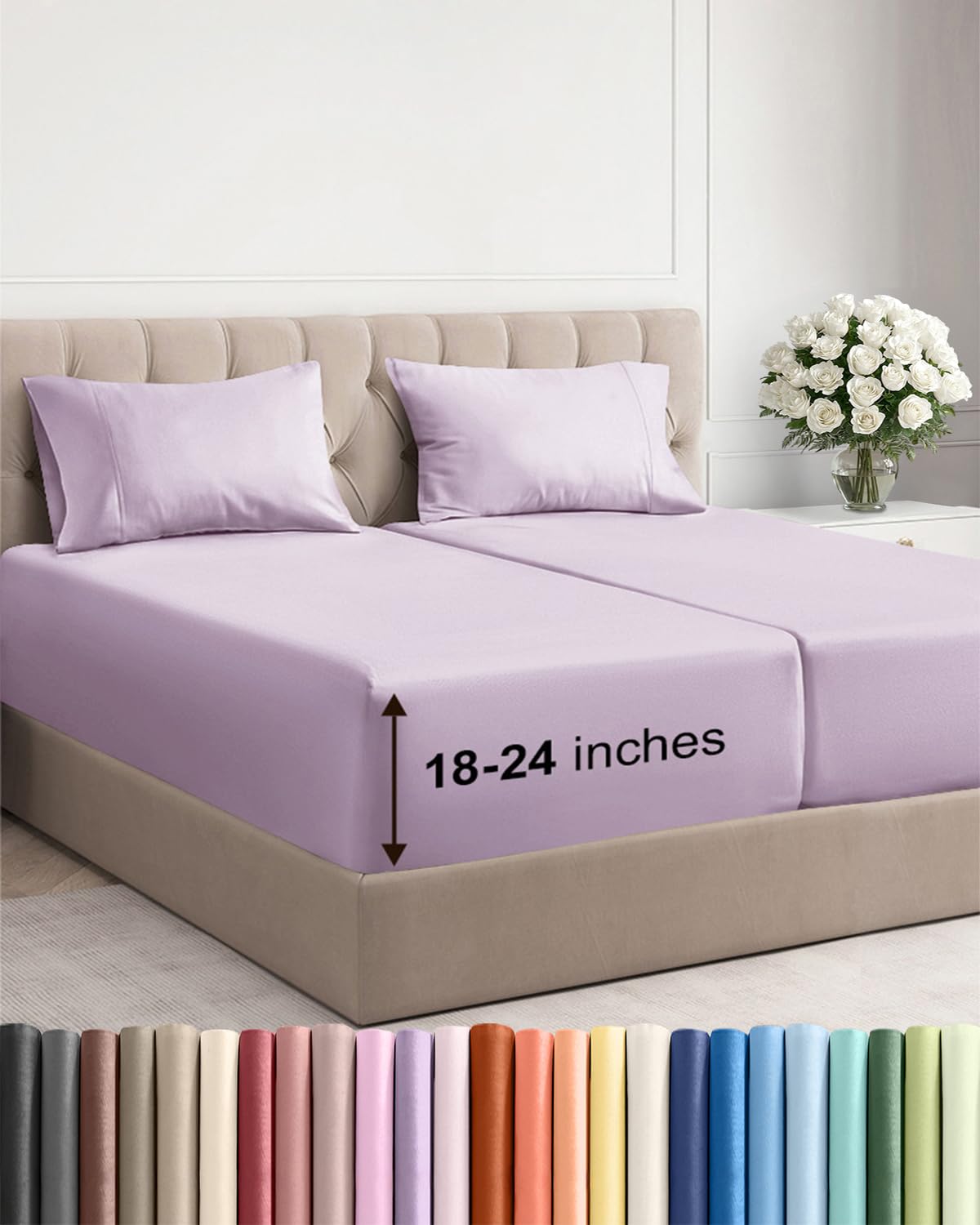 Extra Deep King Sheet Set - 4 Piece Breathable & Cooling - Antique White