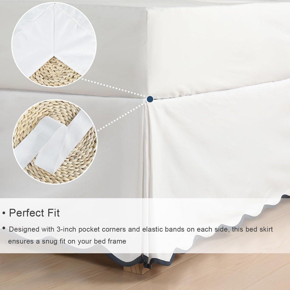HIG Chic 14'' Queen BedSkirts Scallop Edge Pleated Dust Ruffle