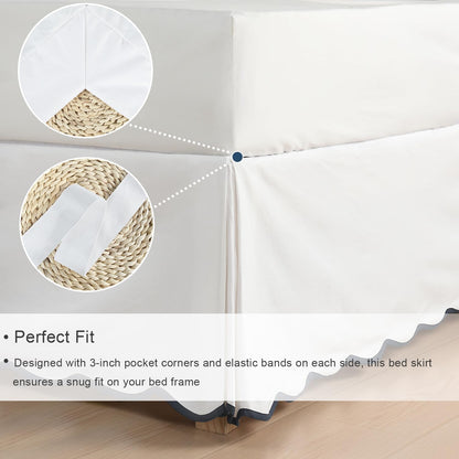 HIG Chic 14'' Queen BedSkirts Scallop Edge Pleated Dust Ruffle