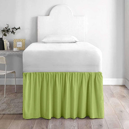 Premium Microfiber College Dorm Room Bed Skirt Twin XL 39" x 80", Extended 32" Drop, Split Corner Dust Ruffle, Wrinkle Resistant Durable Easy Care, White Solid