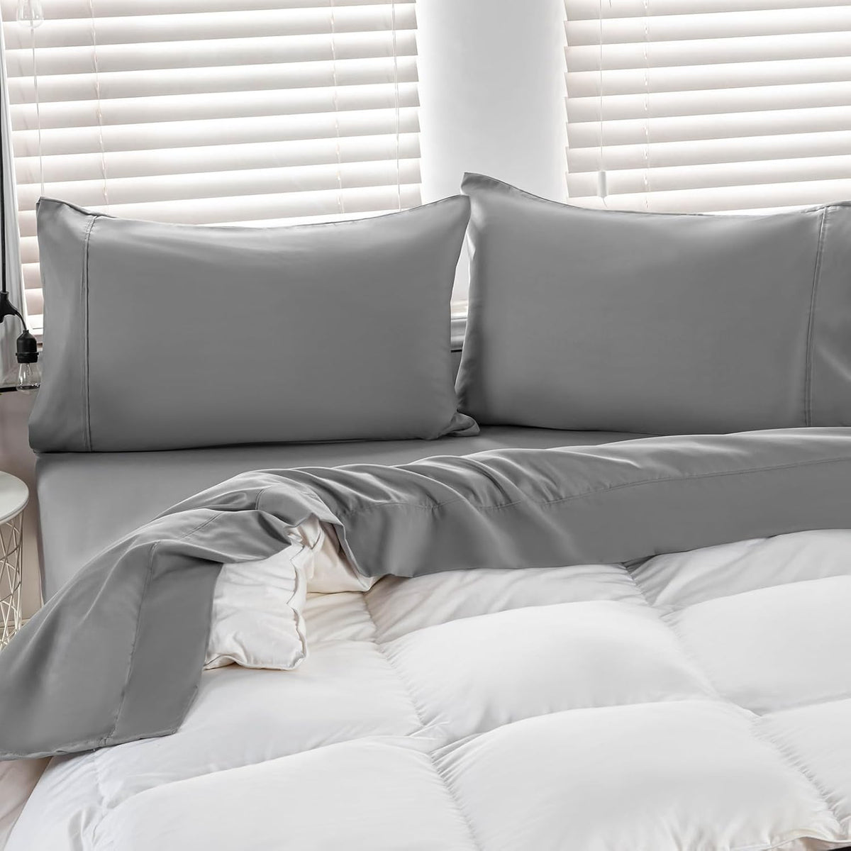 Kingnex Oversized King Flat Sheet 132x110 Top Sheet Only Grey