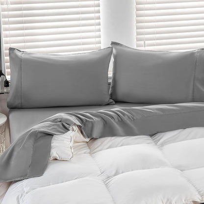 Kingnex Oversized King Flat Sheet 132x110 Top Sheet Only Grey