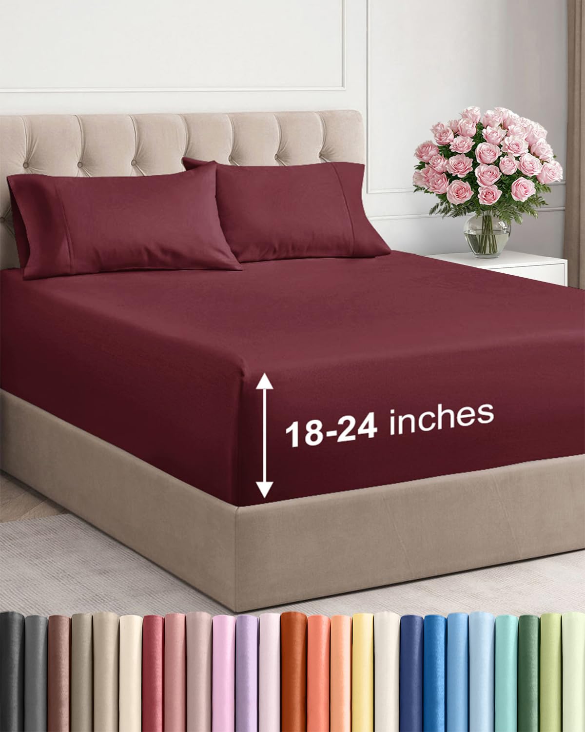 Extra Deep King Sheet Set - 4 Piece Breathable & Cooling - Antique White