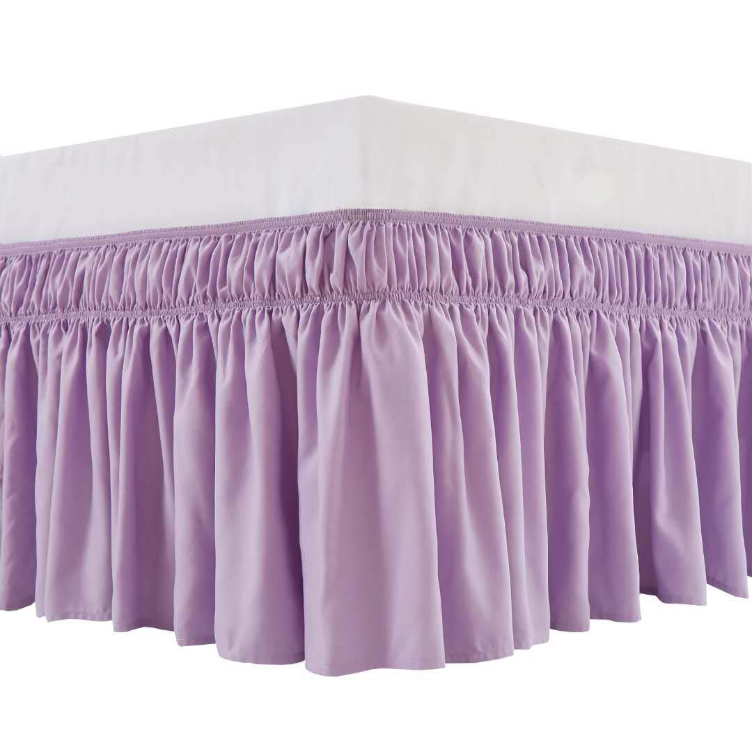 MEILA Wrap Around Elastic Bed Skirt for Queen & King Beds, 16" Drop, Beige