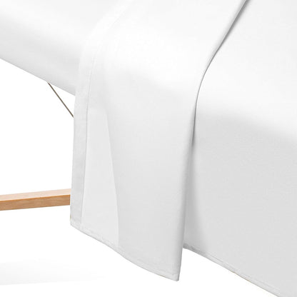 Saloniture 3-Piece Microfiber Massage Table Sheet Set - Premium Facial Bed Cover - Includes Flat and Fitted Sheets with Face Cradle Cover - White
