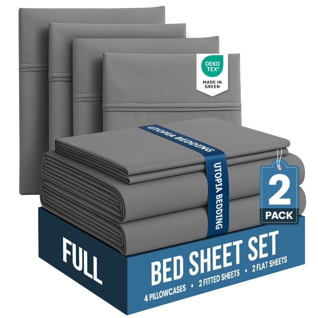 Queen Sheets Set, 4 Pieces 16" Deep Pocket Hotel Luxury Bed Sheets, Grey