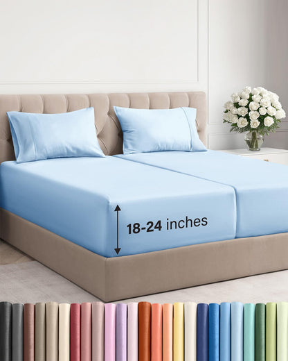 Extra Deep King Sheet Set - 4 Piece Breathable & Cooling - Antique White