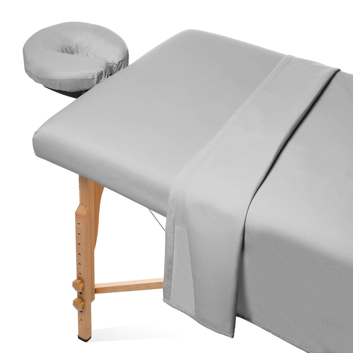 Saloniture 3-Piece Microfiber Massage Table Sheet Set - Premium Facial Bed Cover - Includes Flat and Fitted Sheets with Face Cradle Cover - White