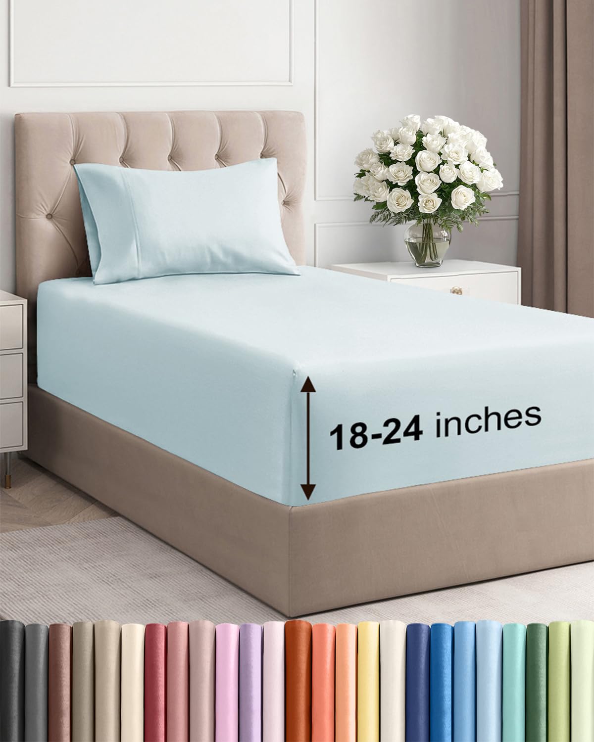 Extra Deep King Sheet Set - 4 Piece Breathable & Cooling - Antique White