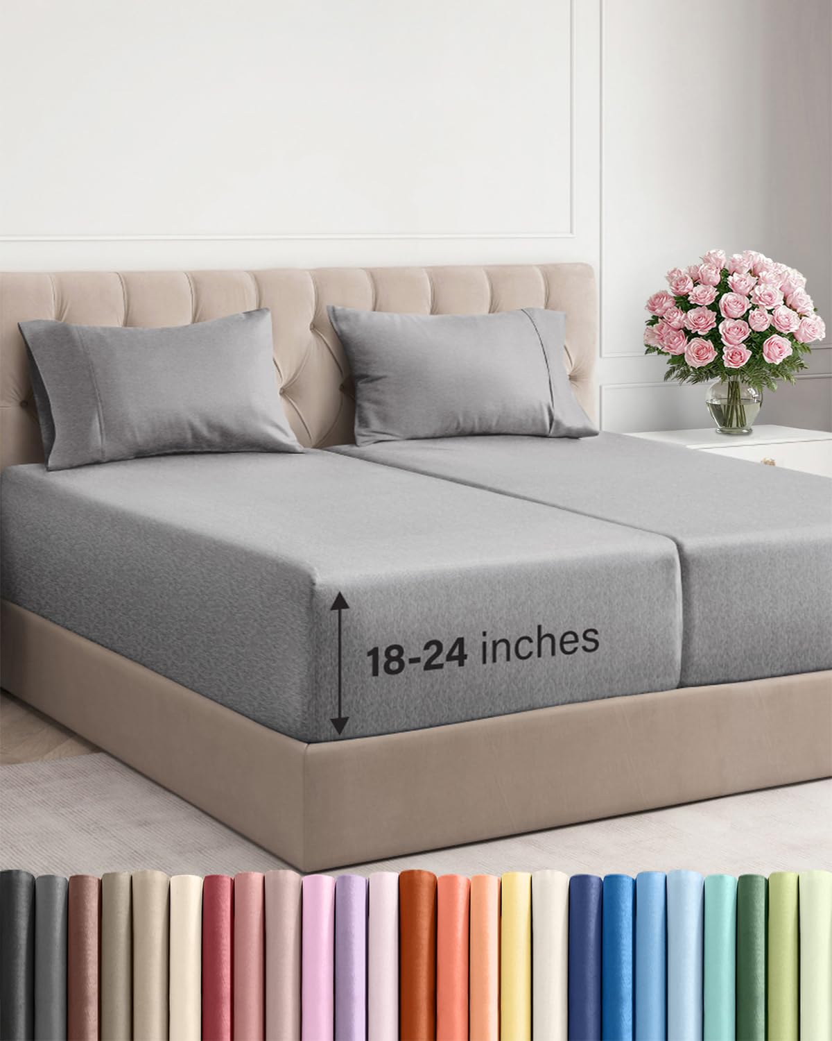 Extra Deep King Sheet Set - 4 Piece Breathable & Cooling - Antique White