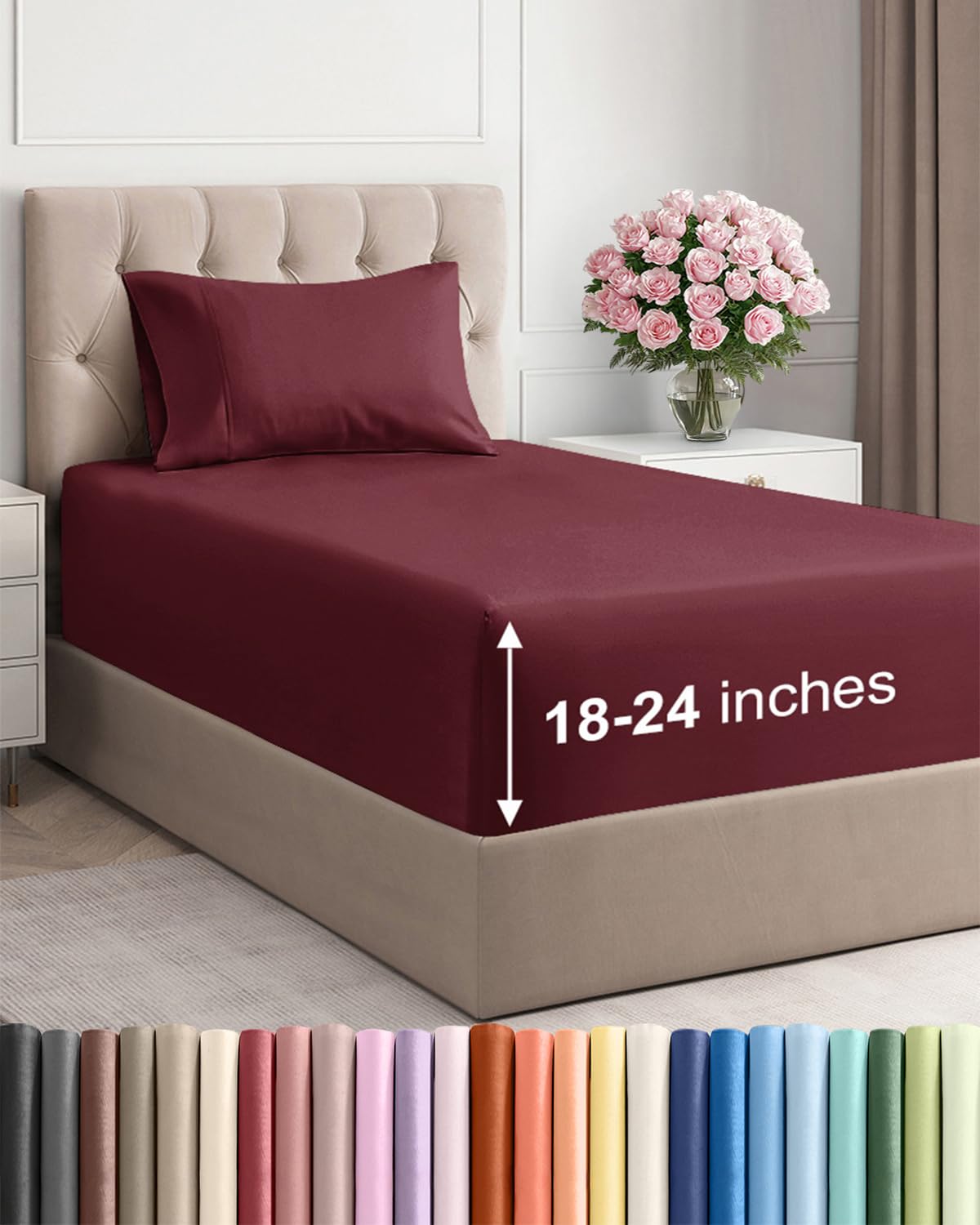 Extra Deep King Sheet Set - 4 Piece Breathable & Cooling - Antique White