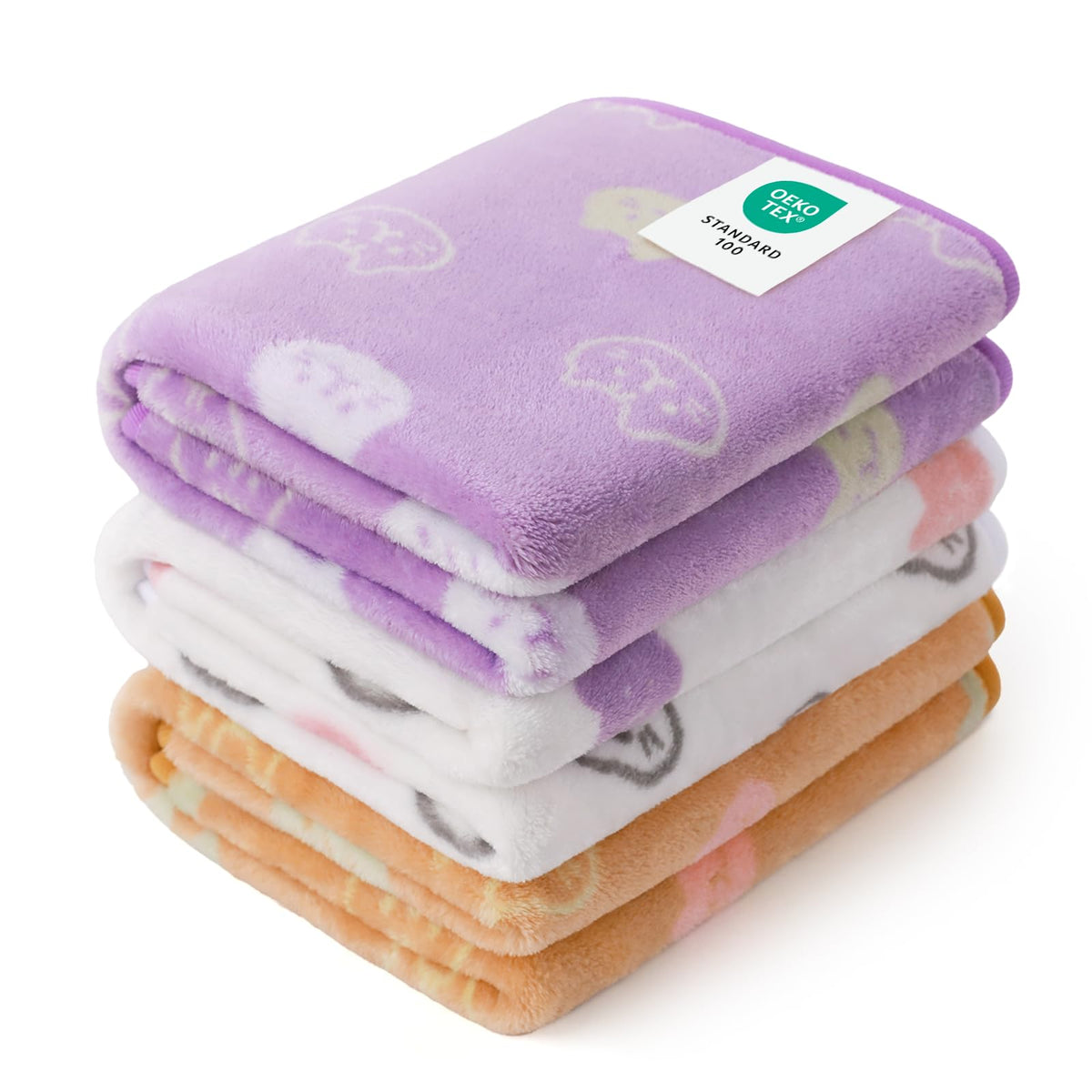 Luciphia 1 Pack 3 Blankets Fluffy Premium Fleece Pet Blanket Flannel Paw Printed Throw for Dog Cat(Small 23x16'', Grey/Brown/Blue)