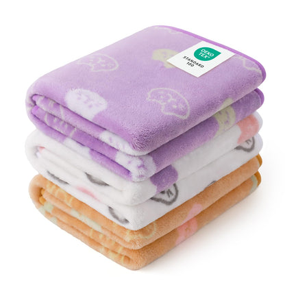 Luciphia 1 Pack 3 Blankets Fluffy Premium Fleece Pet Blanket Flannel Paw Printed Throw for Dog Cat(Small 23x16'', Grey/Brown/Blue)