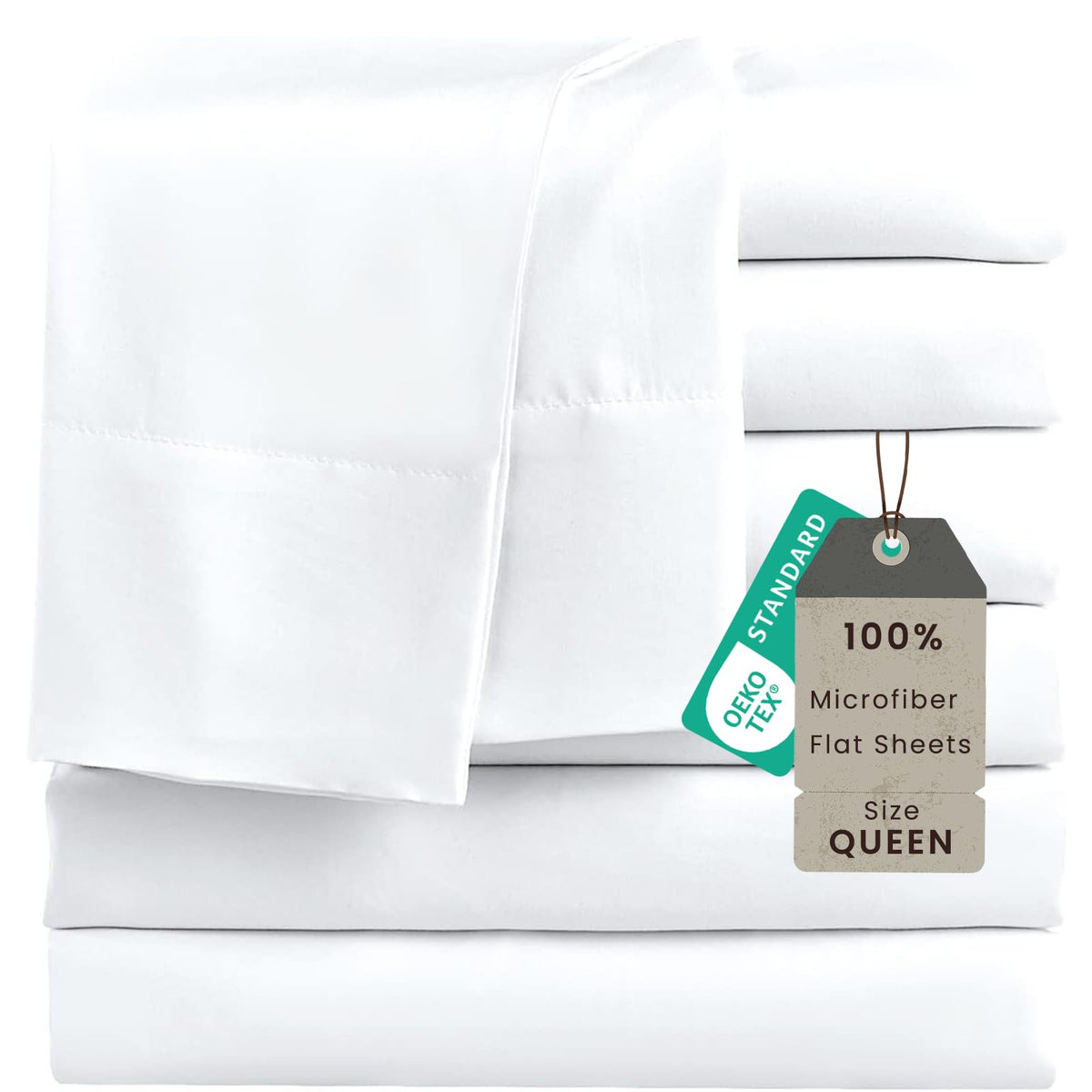 ROSE&RISY 6-Pack Twin Flat Sheets, Bulk Ultra Soft Microfiber Bedding, Cooling & Breathable Top Flat Sheet, Fade & Shrink Resistant & Easy Care Hotel Quality (Dark Grey, Twin Size)