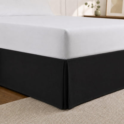 Cathay Home Queen Bed Skirt, 14" Drop Dust Ruffle, Blue Fog