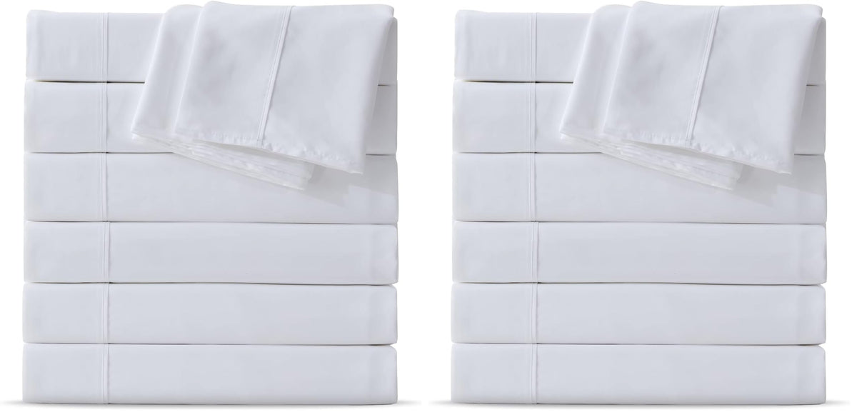 Maple&Stone Twin Flat Sheets Only Bulk Pack of 6 Wholesale Bedding White