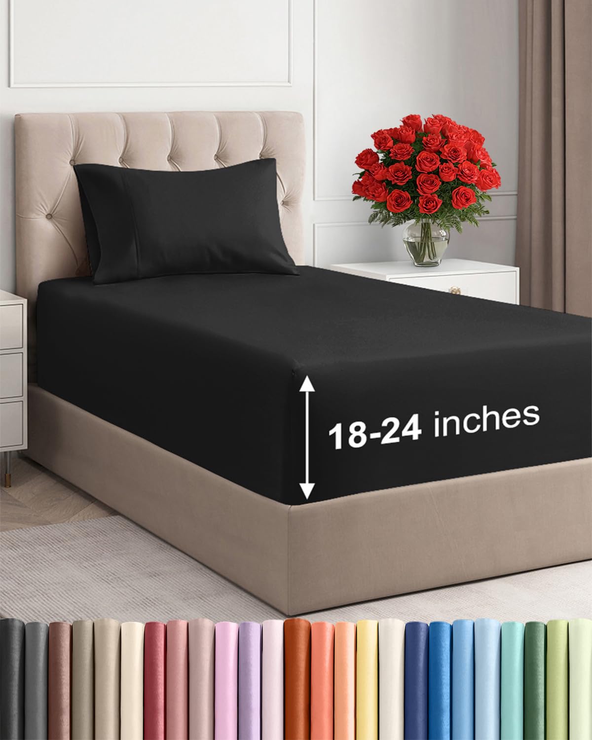 Extra Deep King Sheet Set - 4 Piece Breathable & Cooling - Antique White