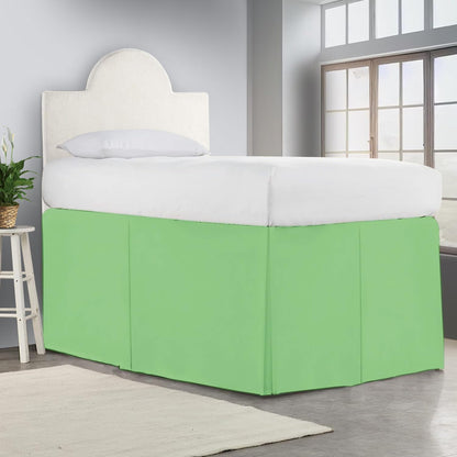 Crown Collection Full XL 32" Inch Drop Long Dorm Bed Skirt, Split Corner & Box Plated College Dorm Room Bed Skirts, Split Corner, Easy Care, No Wrinkle Microfiber Bed Skirt