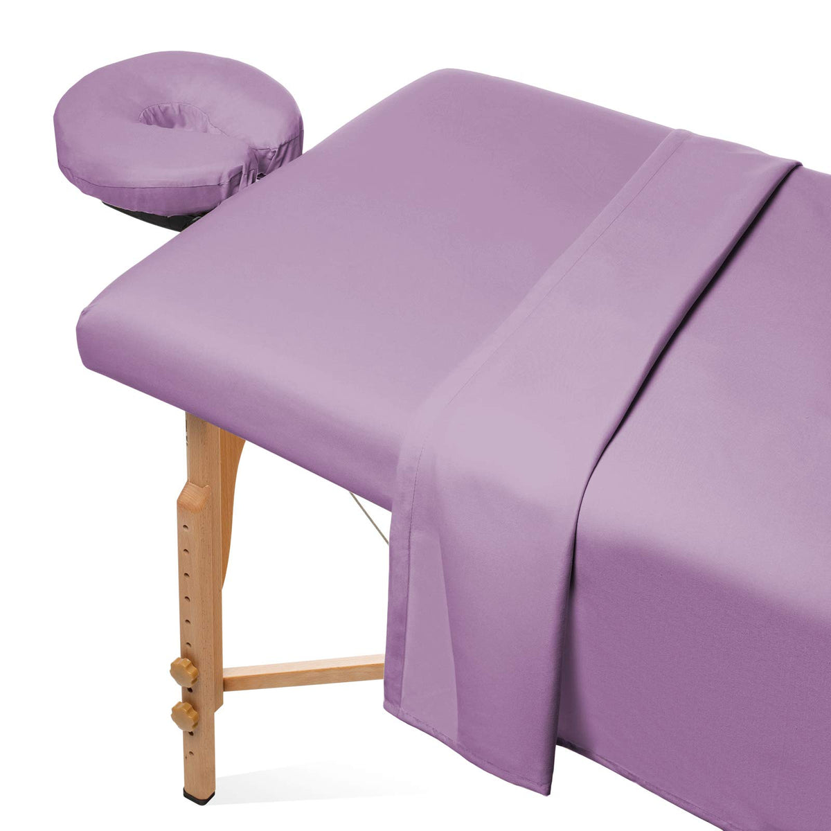 Saloniture 3-Piece Microfiber Massage Table Sheet Set - Premium Facial Bed Cover - Includes Flat and Fitted Sheets with Face Cradle Cover - White
