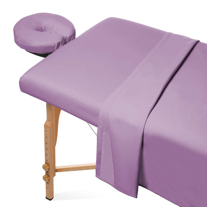 Saloniture 3-Piece Microfiber Massage Table Sheet Set - Premium Facial Bed Cover - Includes Flat and Fitted Sheets with Face Cradle Cover - White