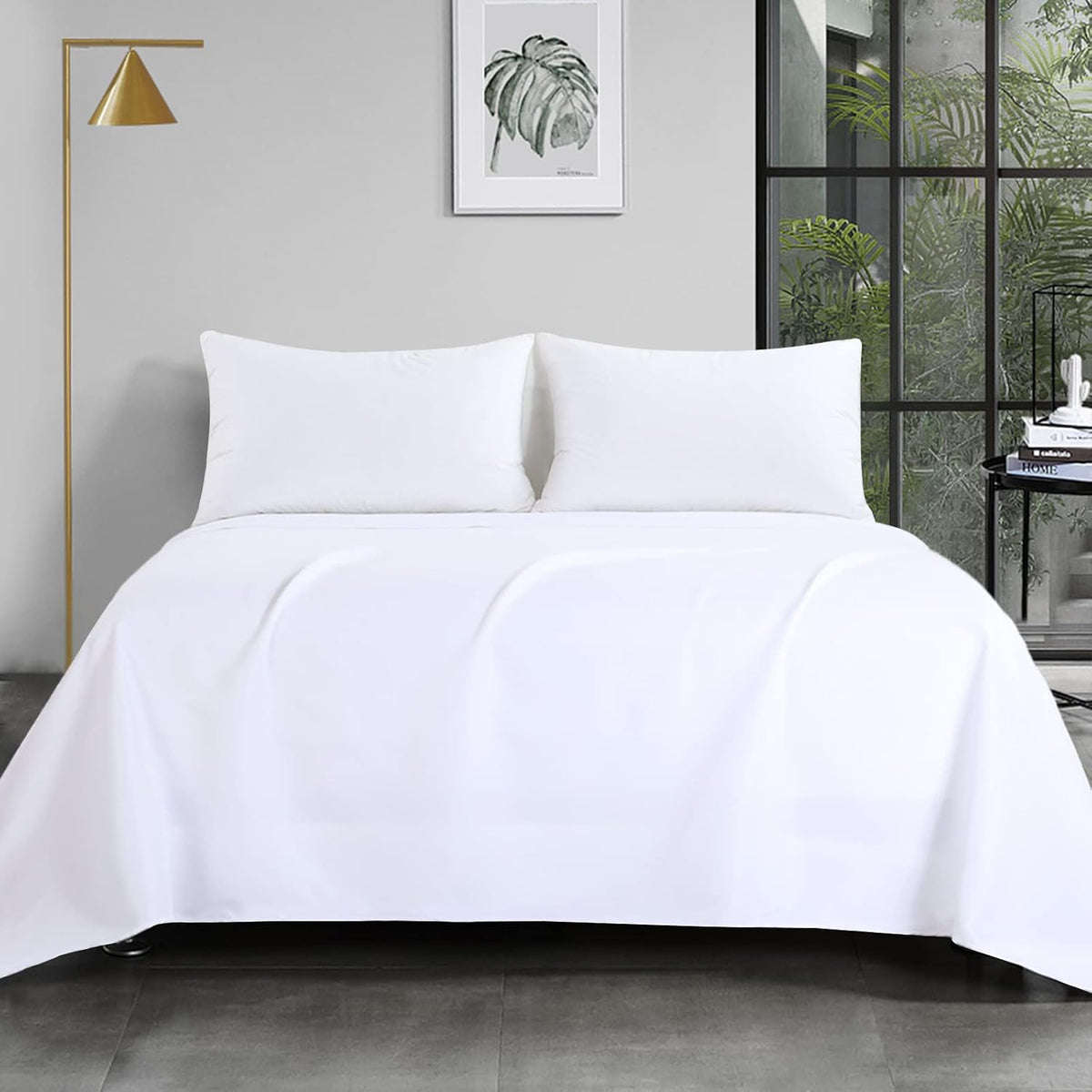 HOMBYS Alaskan King (120x132) Flat Sheet, White Extra Large Oversized King Flat Sheets, Soft & Durable Bed Sheet, Smooth & Breathable Top Sheet (White, Alaskan King)