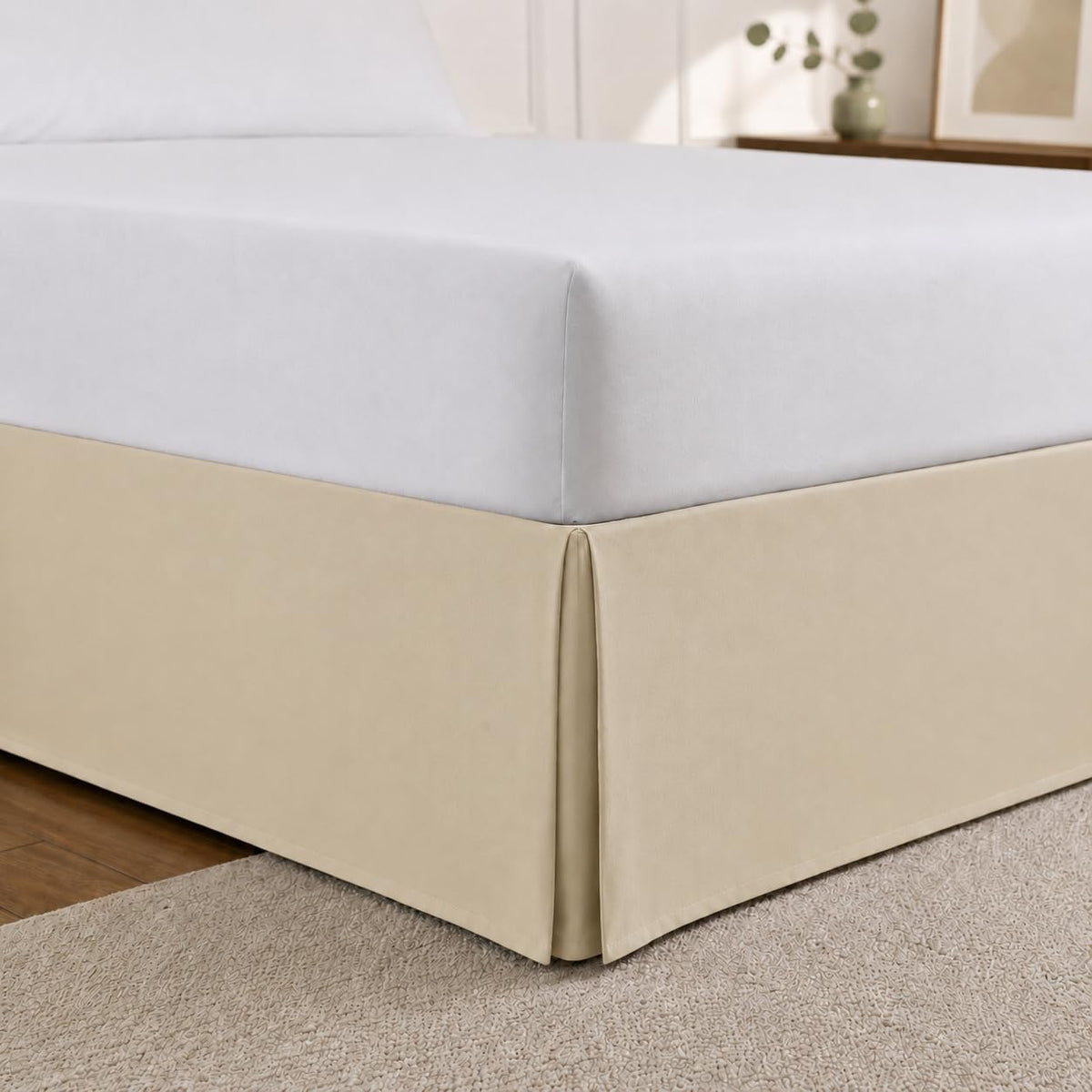 Cathay Home Queen Bed Skirt, 14" Drop Dust Ruffle, Blue Fog