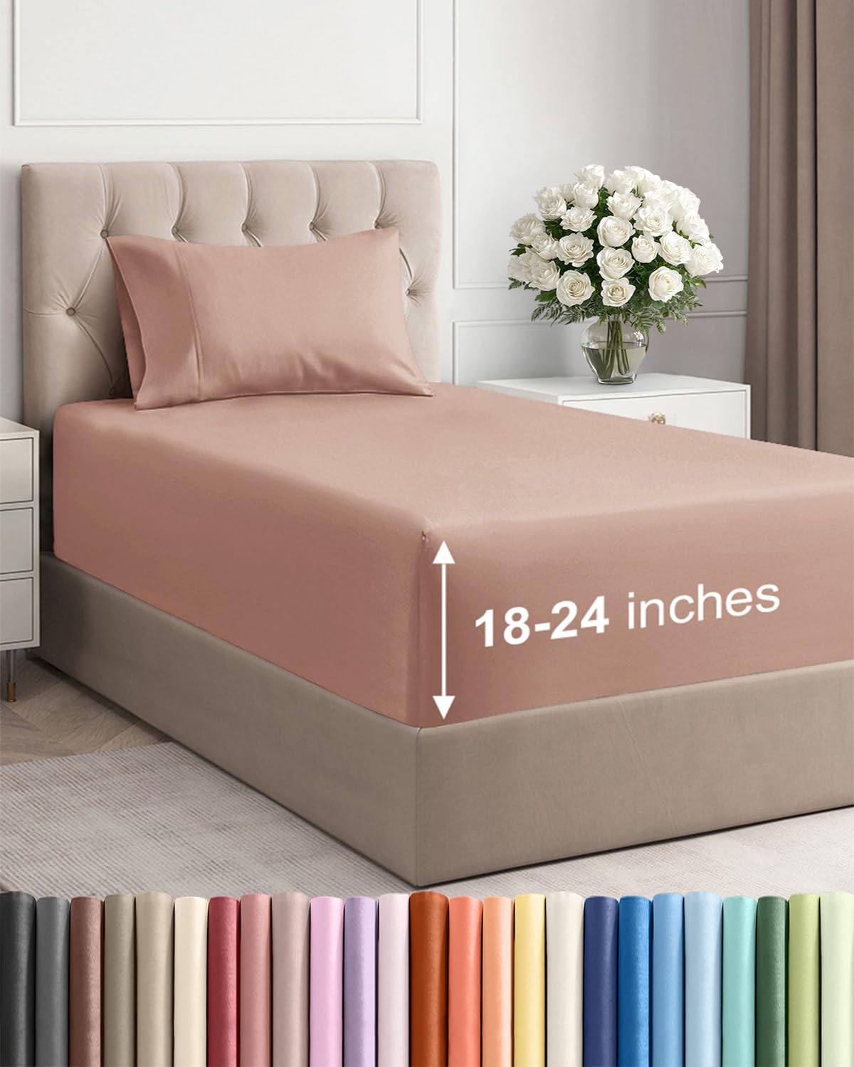 Extra Deep King Sheet Set - 4 Piece Breathable & Cooling - Antique White