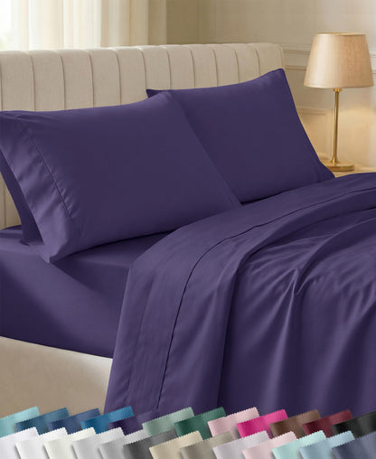 California Design Den Soft 100% Cotton Sateen Queen Bed Sheets Set, White