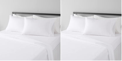 Amazon Basics Lightweight Breathable Wrinkle-Free Brushed Microfiber 3-Piece Bed Sheet Set with 14-Inch Deep Pockets, Twin, Bright White, Solid
