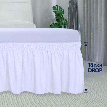 PureFit Wrap Around Ruffled Bed Skirt, White, Queen/King - 18" Drop
