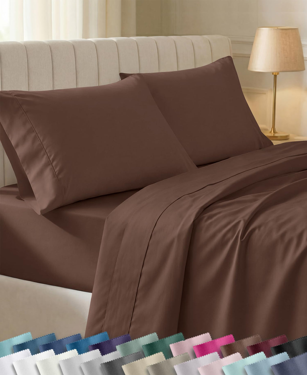 California Design Den Soft 100% Cotton Sateen Queen Bed Sheets Set, White